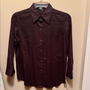 Lauren Ralph Lauren Women's Dark Brown Button Down Shirt